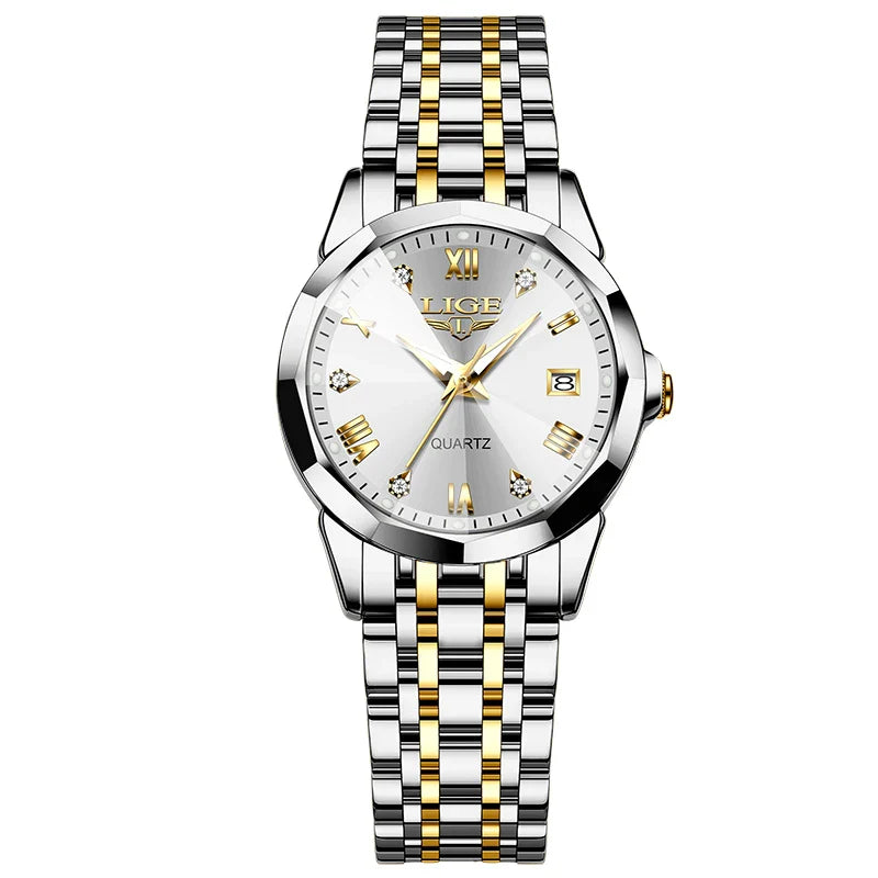 LIGE Orologio al Quarzo di Lusso per Donna, Elegante Bracciale Luminoso e Impermeabile, Regalo Ideale