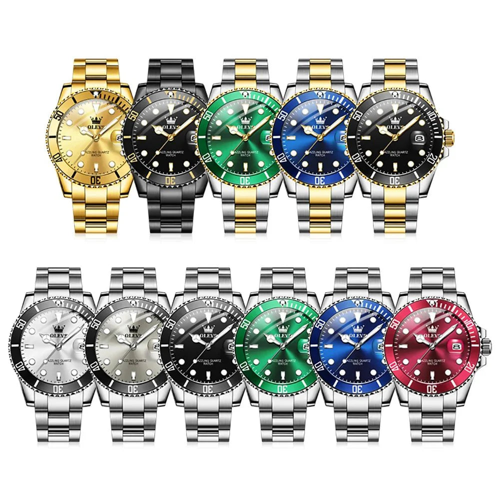 OLEVS 5885 Orologio da uomo Orologio al quarzo impermeabile di marca originale Cinturino in acciaio inossidabile Data automatica Orologi da regalo da uomo per uomo