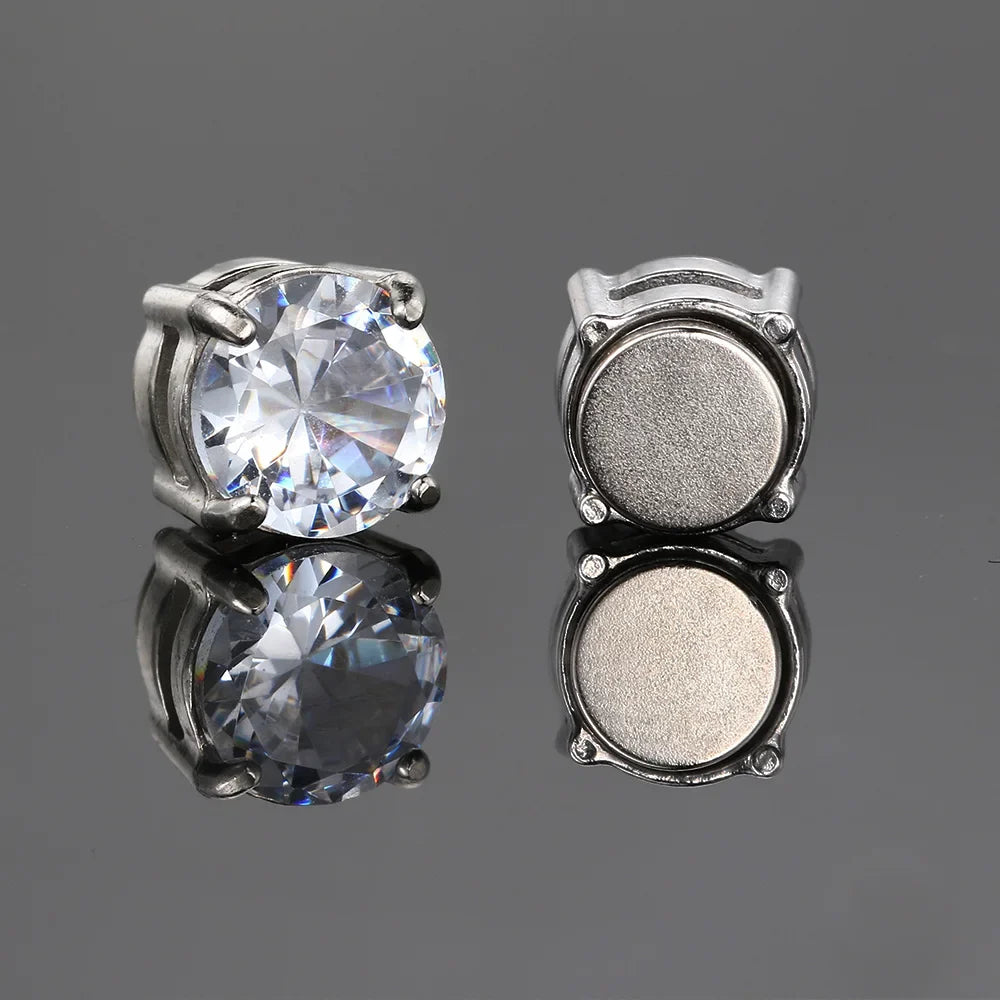 Orecchini finti Ice Out per uomo donna Forte magnete magnetico in acciaio inossidabile non penetrante Accessori per gioielli di moda Hip Hop Rock