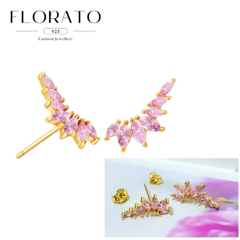 Lussuosa geometria 925 orecchio in argento sterling Ago rosa serie zircone orecchini a cerchio pendenti dolce moda regali di gioielli da sposa