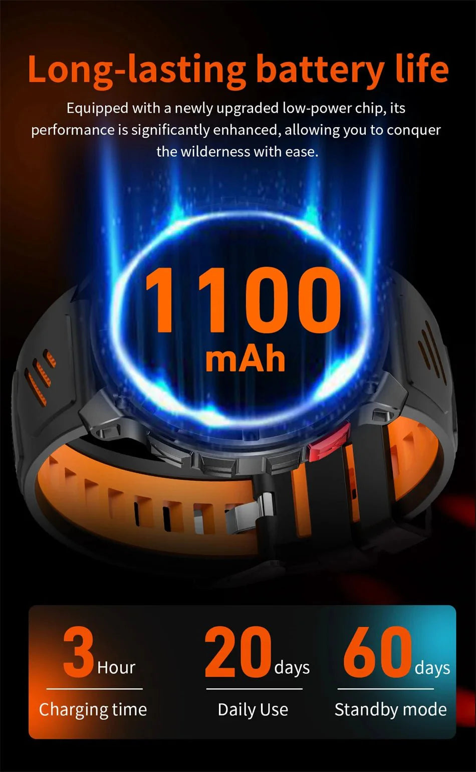 Nuovo T-Rex3 Ultra 1100mAh Batteria Smart Watch GPS Track Bussola IP69K Impermeabile Sport tracker All'aperto Militare Smartwatch
