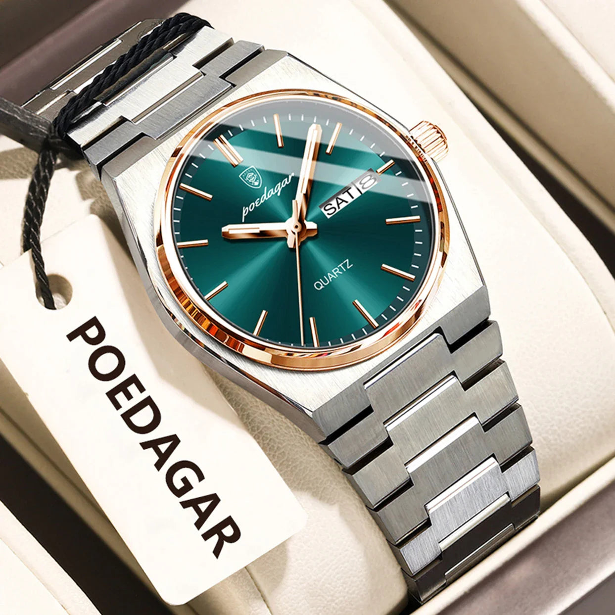 POEDAGAR Orologio da donna alla moda Orologio da polso da donna di lusso luminoso impermeabile in acciaio inossidabile Data settimana Orologi al quarzo da donna Reloj
