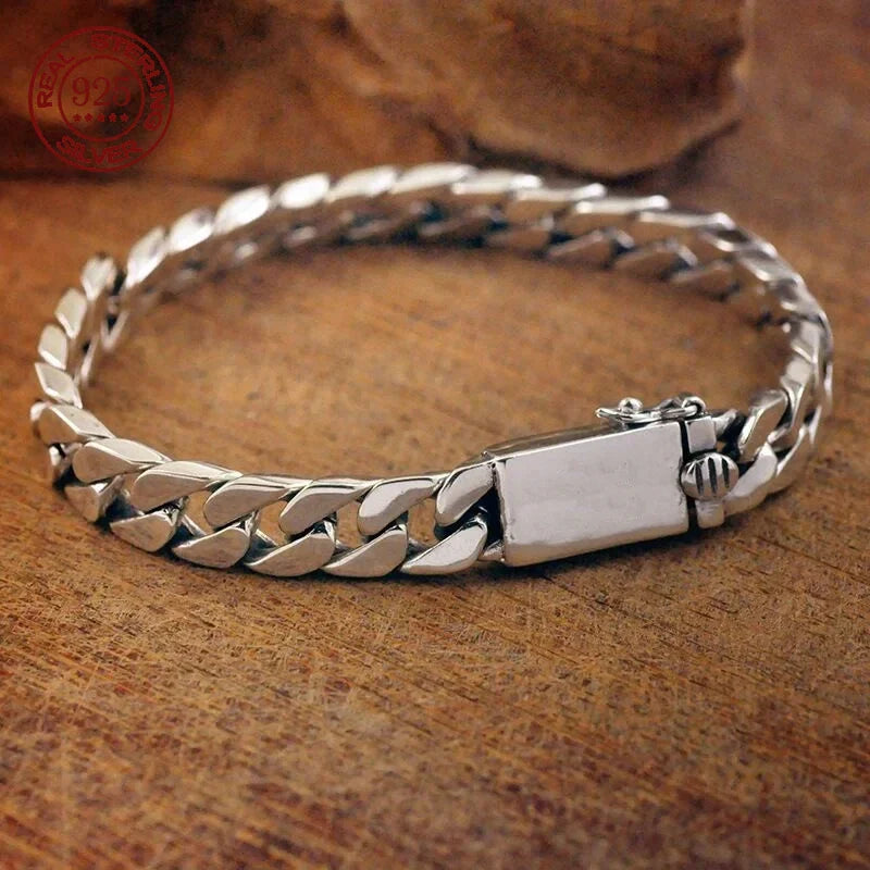 100% S925 Collana in argento sterling Bracciale Punk S925 Gioielli in argento Non sbiadisce mai Carry certificato Uomo Donna Gioielli Regali
