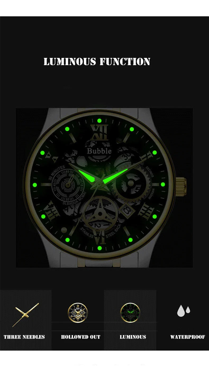 Orologio UTHAI da uomo Orologio da polso al quarzo versatile di lusso leggero e di fascia alta alla moda Orologio da uomo vuoto romano impermeabile