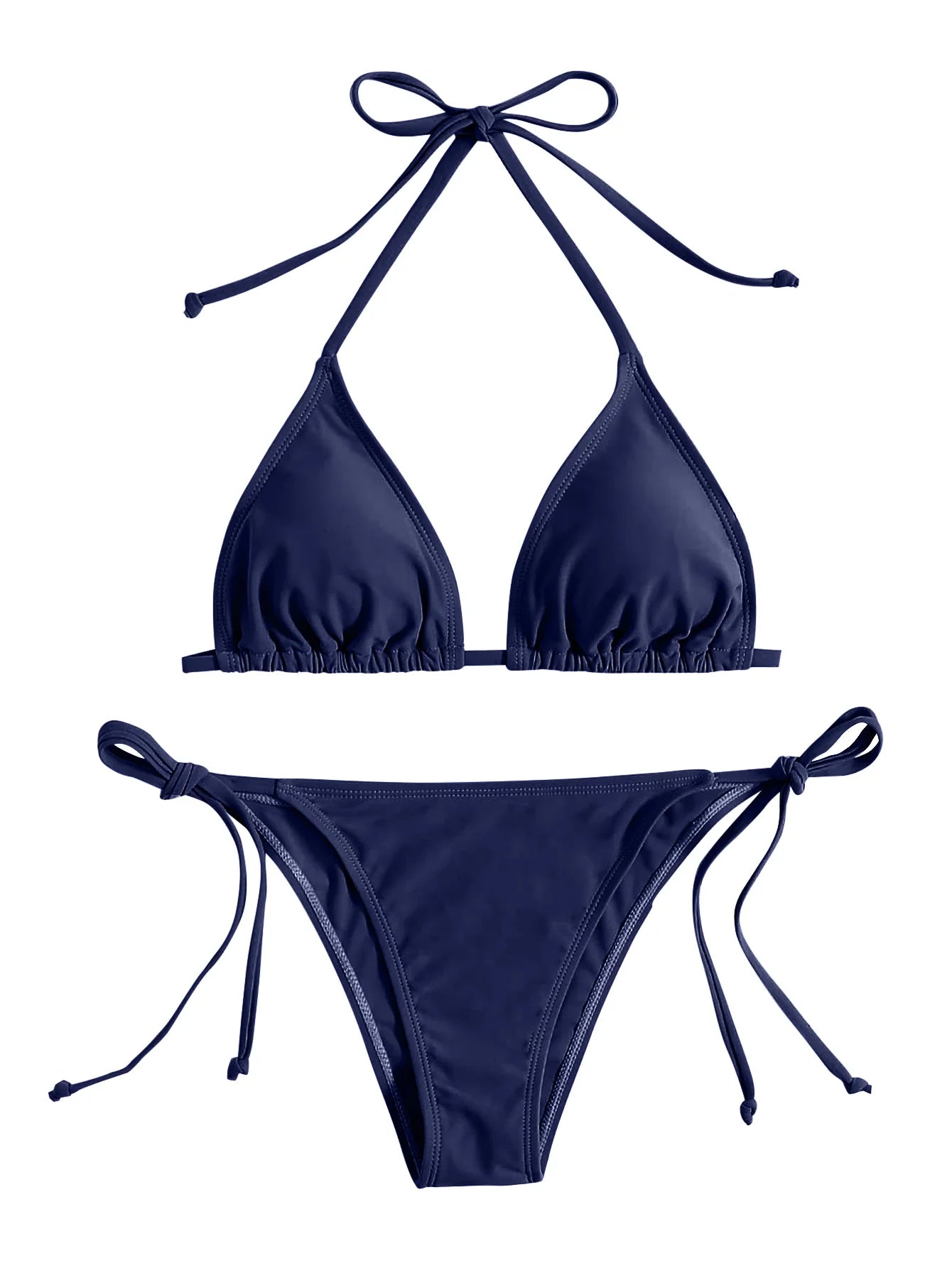 Costumi da bagno Perizoma Bikini Set Sexy Nuovi costumi da bagno blu navy Donna Costumi da bagno sexy Bikini Triangolo Fasciatura Costumi da bagno femminili