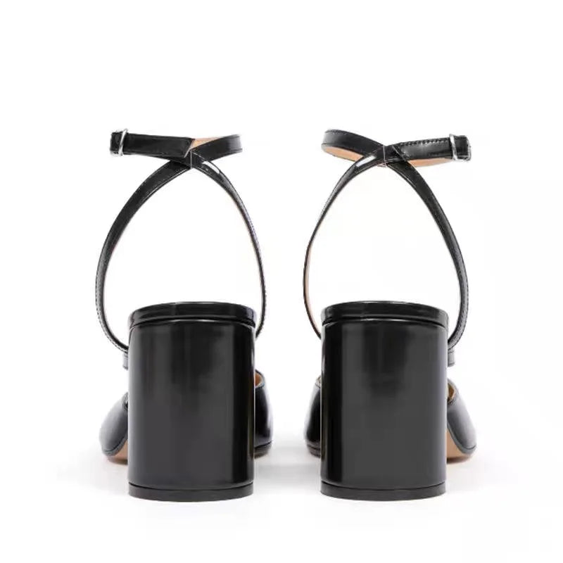 Crossed Ankle Belt Buckle Split toe Sandals Women Brand Designer Slingback Tabi Chunky High Heels INS Fashion Girls Shoes 2025