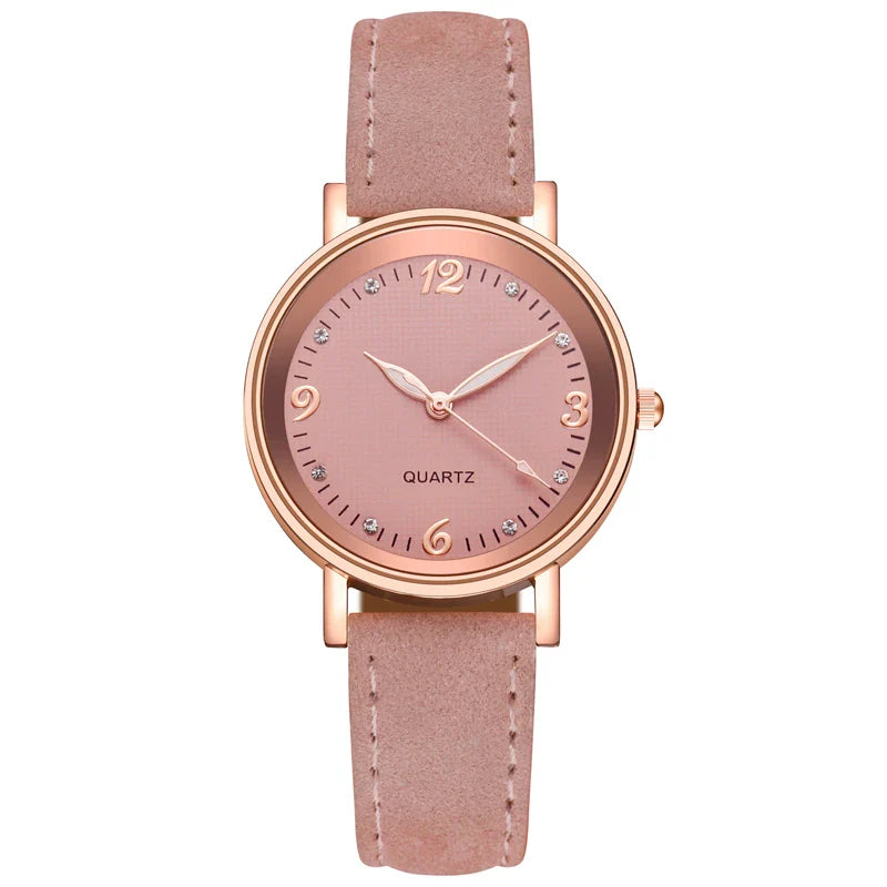 Orologio da donna alla moda con quadrante arabo, cinturino in pelle casual, orologi analogici al quarzo