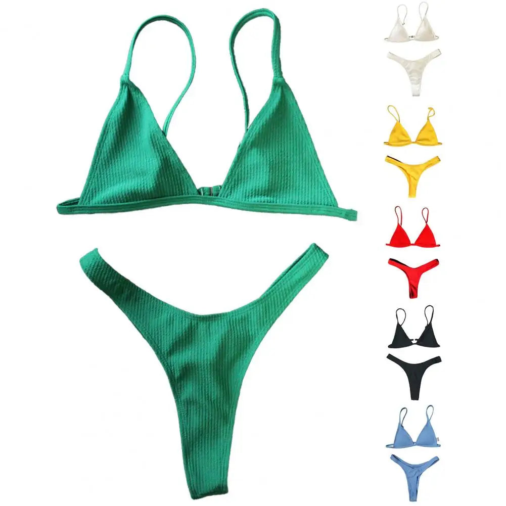 2 pezzi/set bikini da donna sexy set costumi da bagno da donna con cinturino per spaghetti senza fili ad asciugatura rapida