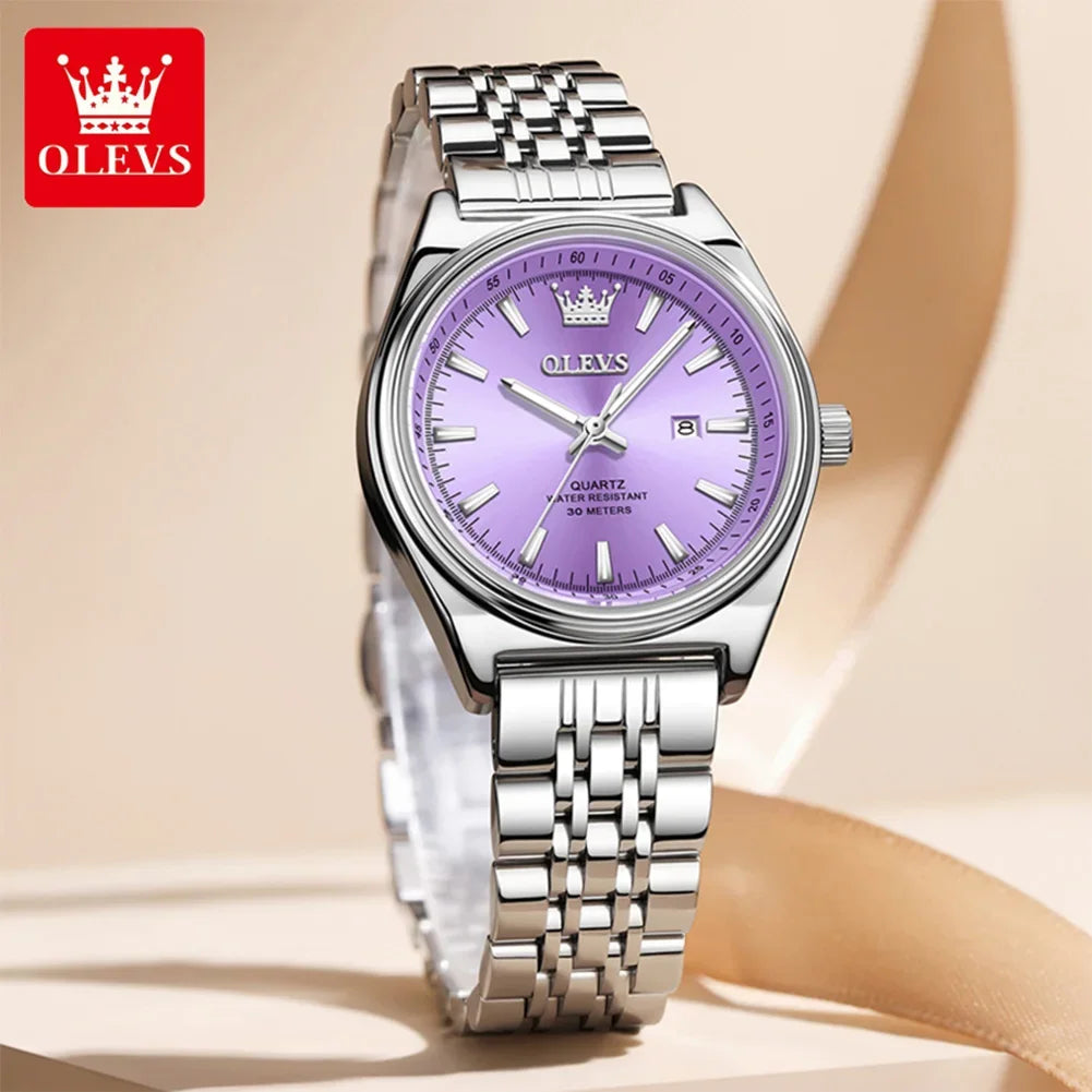 OLEVS 3703 Orologio da donna Orologio al quarzo con calendario di lusso Orologio da polso da donna impermeabile con specchio ad alta durezza 30M