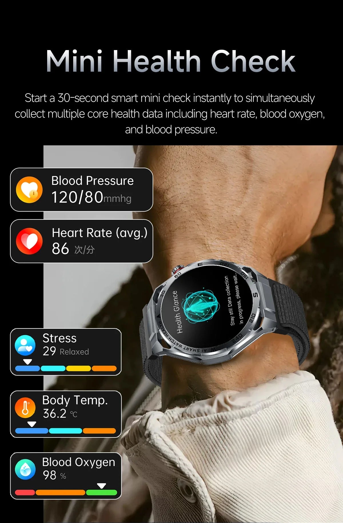 Nuovo Smartwatch 2026 con Analisi del Grasso Corporeo ECG+PPG, Acido Urico, Pressione Sanguigna, Ossigeno nel Sangue, Chiamate Bluetooth, Orologio Sportivo Intelligente per Uomini e Donne