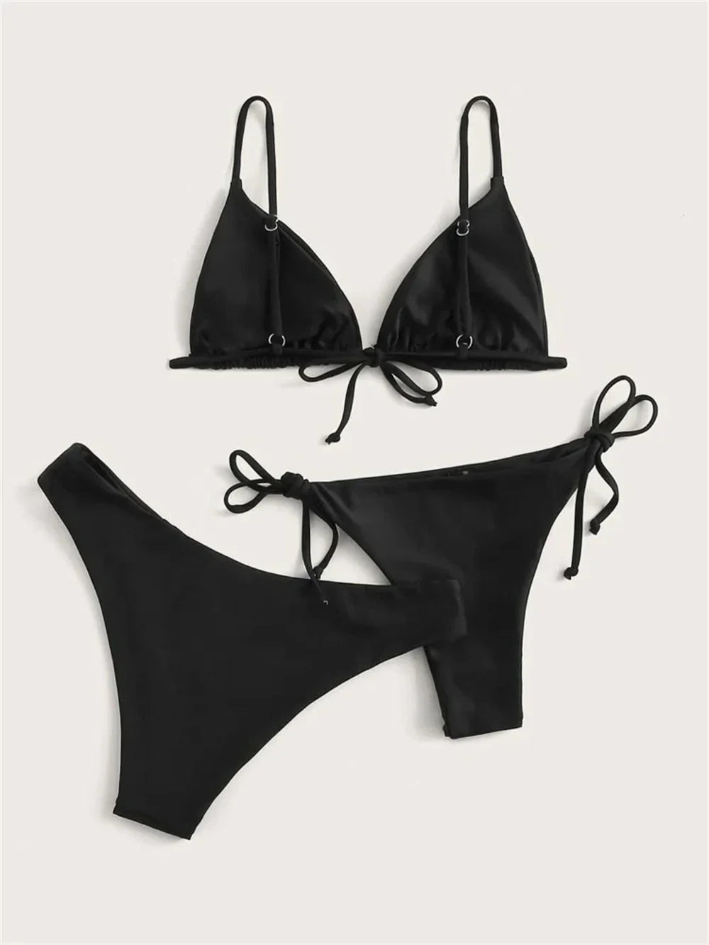 Bikini nero Costume da bagno estremo Triangolo Costumi da bagno sexy String 3 pezzi Bikini Set Costume da bagno donna Beach Tangas Biquinis Feminino