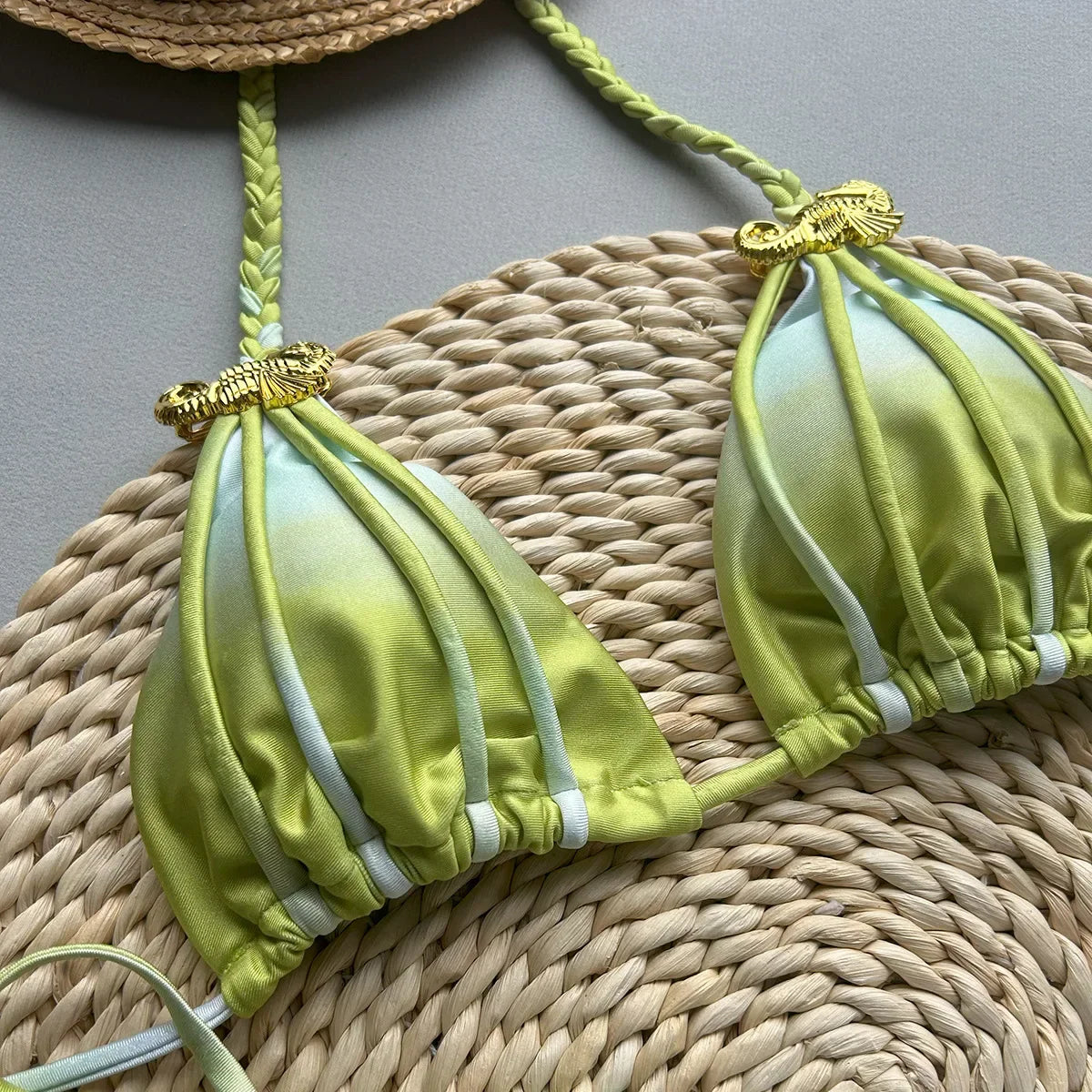 Nuovo bikini sexy tie-dye a due pezzi per donna, accessori per costumi da bagno