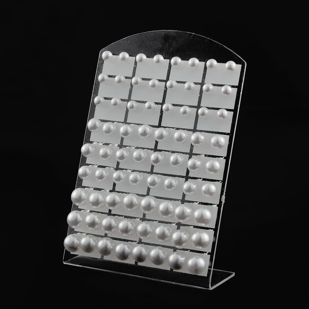 36 paia/set orecchini a bottone con perle finte rotonde bianche con gioielli in acciaio inossidabile con perline da 6 8 10 mm