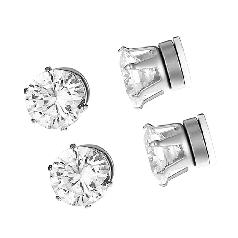 1 paio di orecchini a clip con orecchio magnetico forte in cristallo per uomo donna orecchini con magnete zircone rotondo punk regalo di gioielli non penetranti