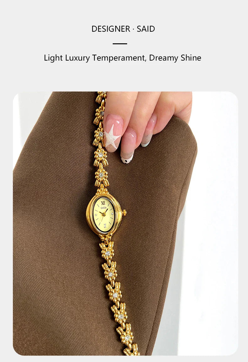 Orologio da donna Luce di lusso retrò tempestato di diamanti Bracciale di alta bellezza Orologi da donna squisiti alla moda