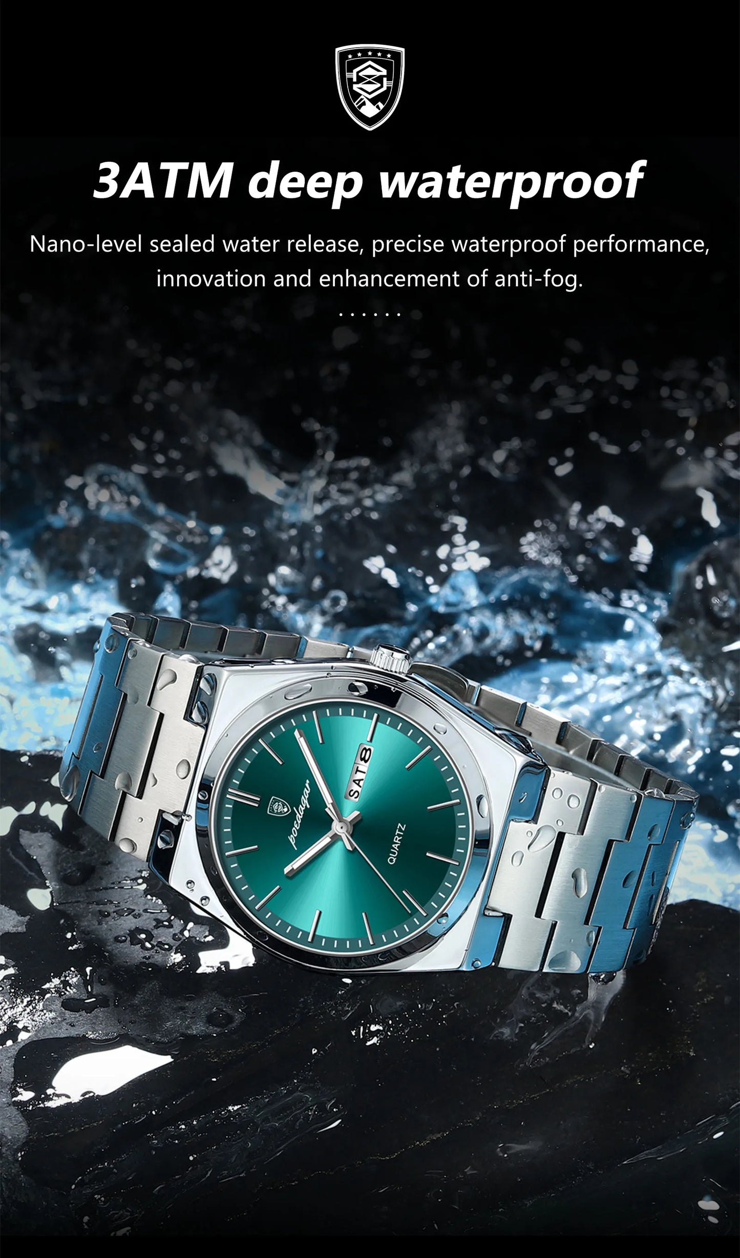 POEDAGAR Orologi da uomo di lusso Impermeabile luminoso Data Settimana Orologio da uomo in acciaio inossidabile Moda casual Orologio da polso da uomo al quarzo Reloj