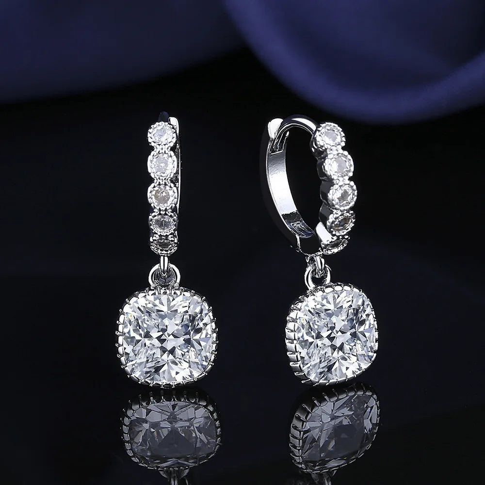 Orecchini in argento sterling 925 gioielli di alta qualità retrò modello semplice orecchini con zirconi bianchi viola vendita calda