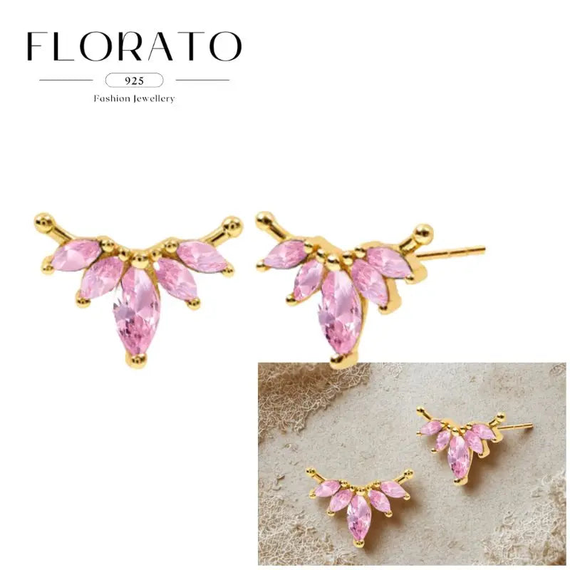 Lussuosa geometria 925 orecchio in argento sterling Ago rosa serie zircone orecchini a cerchio pendenti dolce moda regali di gioielli da sposa