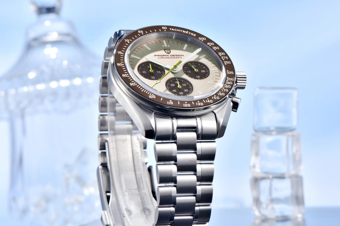 PAGANI DESIGN 500 Orologio da Uomo di Lusso con Cronografo Sportivo, Quadrante Tondo, Vetro Zaffiro AR, Movimento Giapponese, Acciaio 316L, Luminoso