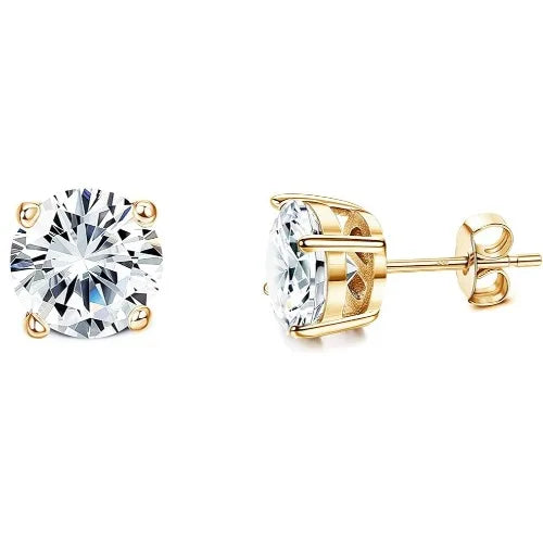 Drperfect Orecchini in argento con zirconi cubici per donna Uomo Orecchini a bottone delicati ipoallergenici placcati in oro 14 carati