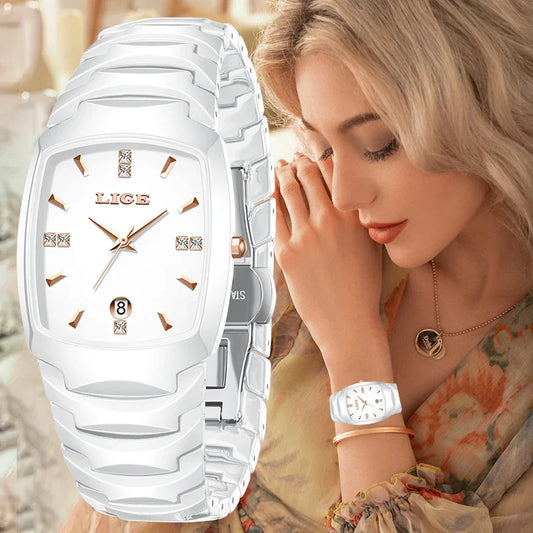 LIGE Orologio da Donna di Lusso alla Moda, Elegante e Semplice, in Acciaio Inossidabile, Casual, al Quarzo, con Calendario, Regalo Romantico per Signore, Novità