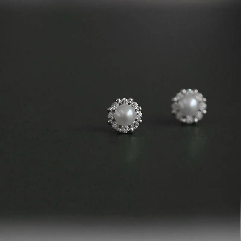 Gioielli in oro 14k di lusso Orecchini in oro reale Zircone Perla Twist Orecchini a bottone di lusso per le donne Brincos Pendientes Bijoux