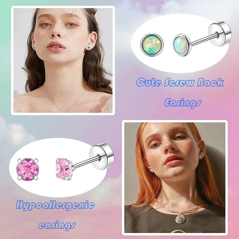 2 pz/set In Acciaio Inox Cuore Luna Earbone Della Vite Della Vite Della Sfera Orecchini con perno per Le Donne di Modo Dell'orecchio Trago Cartilagine Body Piercing