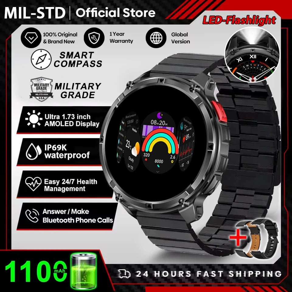 Nuovo T-Rex3 Ultra 1100mAh Batteria Smart Watch GPS Track Bussola IP69K Impermeabile Sport tracker All'aperto Militare Smartwatch