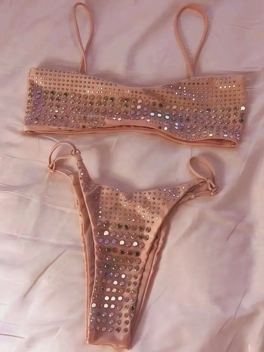 2025 Diamante Bikini Donne Sexy Costume Da Bagno A Fascia Biquini Push Up Costumi Da Bagno Femminile Lucido Costumi da Bagno Floreale Tuta Beachwear