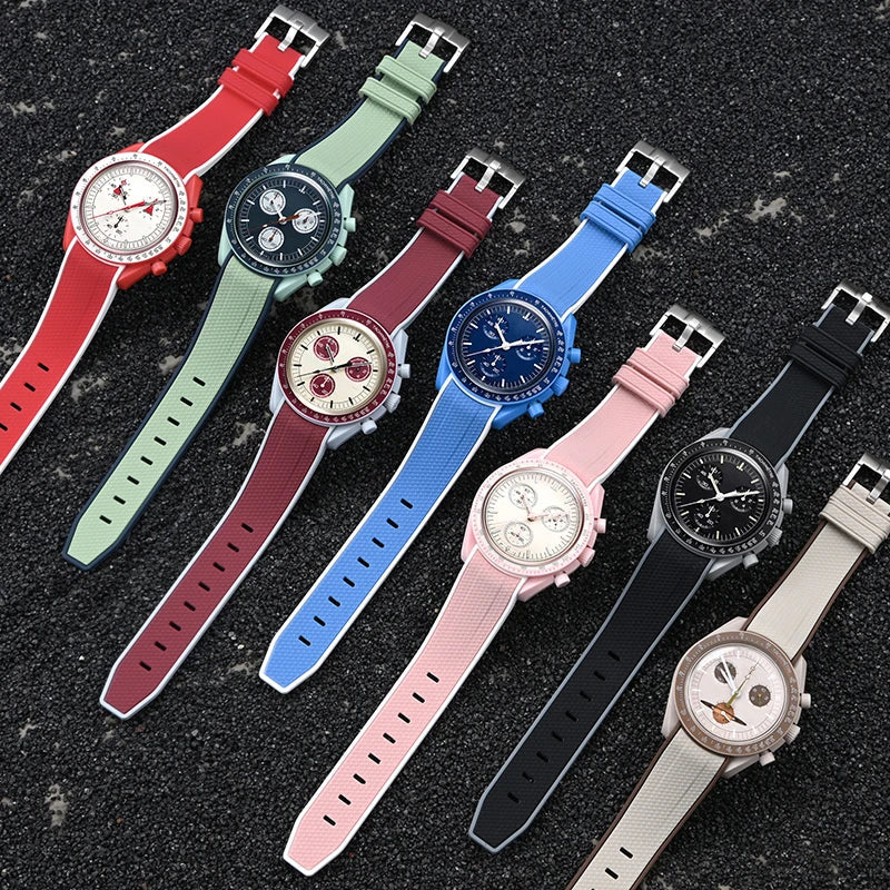 Per Omega Swatch 20mm Curva cinturino per orologio Speedmaster MoonSwatch Planet Snoopy cinturino cinturino a sgancio rapido braccialetto in gomma