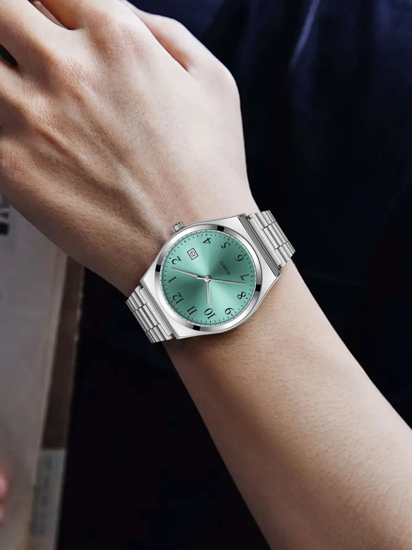 LUCKY FOX - Orologio da polso elegante e minimalista in acciaio inossidabile con quadrante nero - Cronometraggio preciso per tutti i giorni