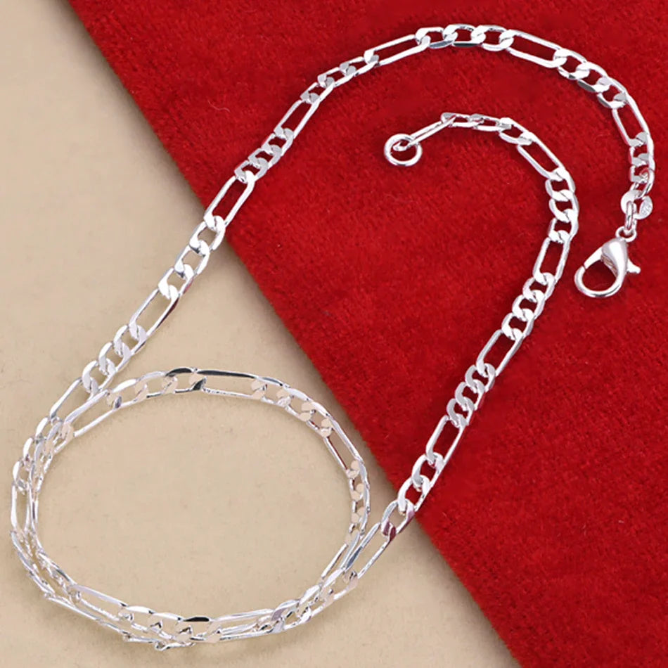 Nobile nuovo arriva 925 sterling silver 4MM catena per uomo donna braccialetto collana set di gioielli signora regali di Natale charms matrimonio