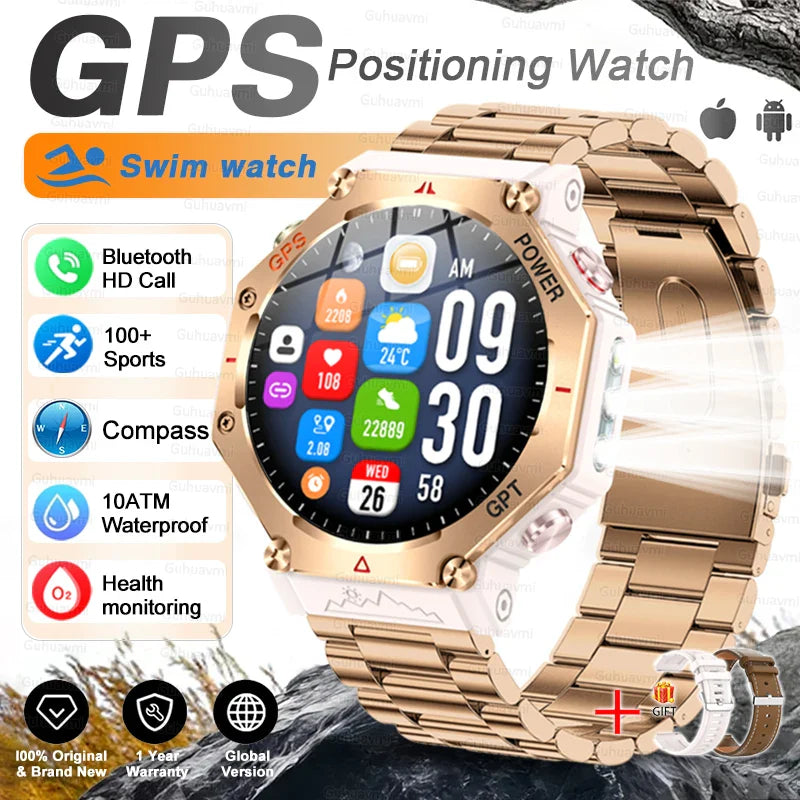 T-Rex 3 Grado Ultra Militare GPS Astuto Della Vigilanza 10ATM Bussola Impermeabile Altimetro Barometrico AMOLED Uomini HD Chiamata Sport Smartwatch