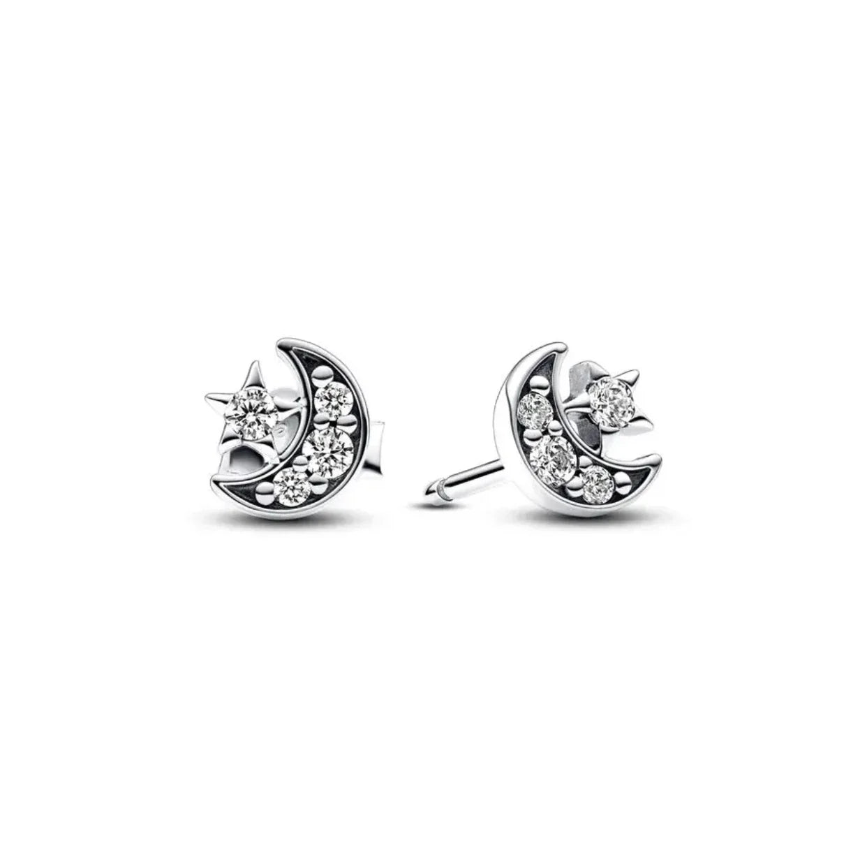 Orecchini in Argento Puro 925 con Zirconi a Forma di Cuore, Stella, Luna e Cerchio, Gioielli per Donne, Regalo per Compleanno, Festa della Mamma, Accessori