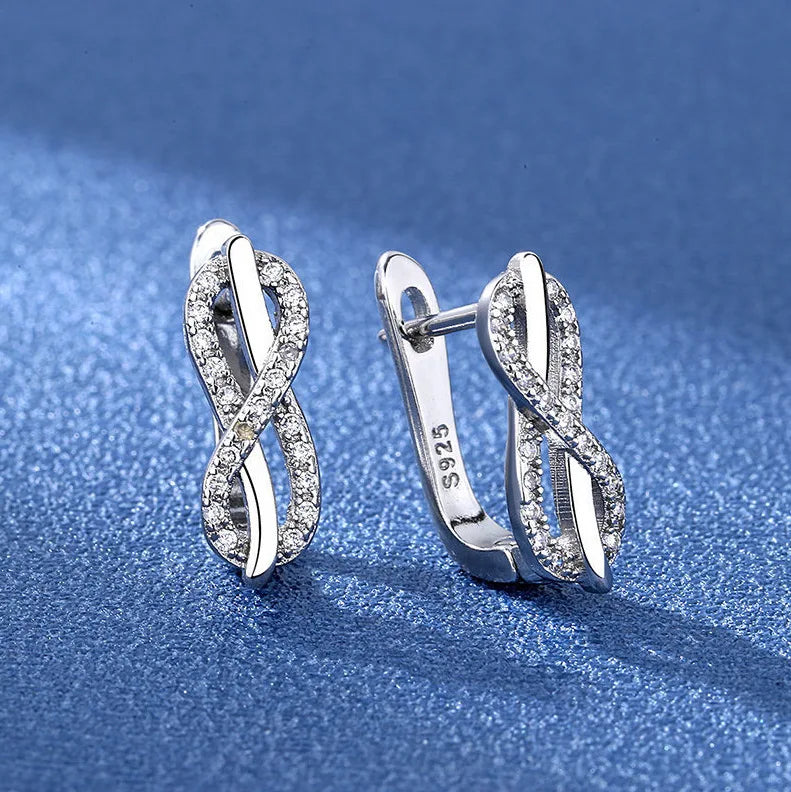 Orecchini in argento sterling 925 gioielli di alta qualità retrò modello semplice orecchini con zirconi bianchi viola vendita calda
