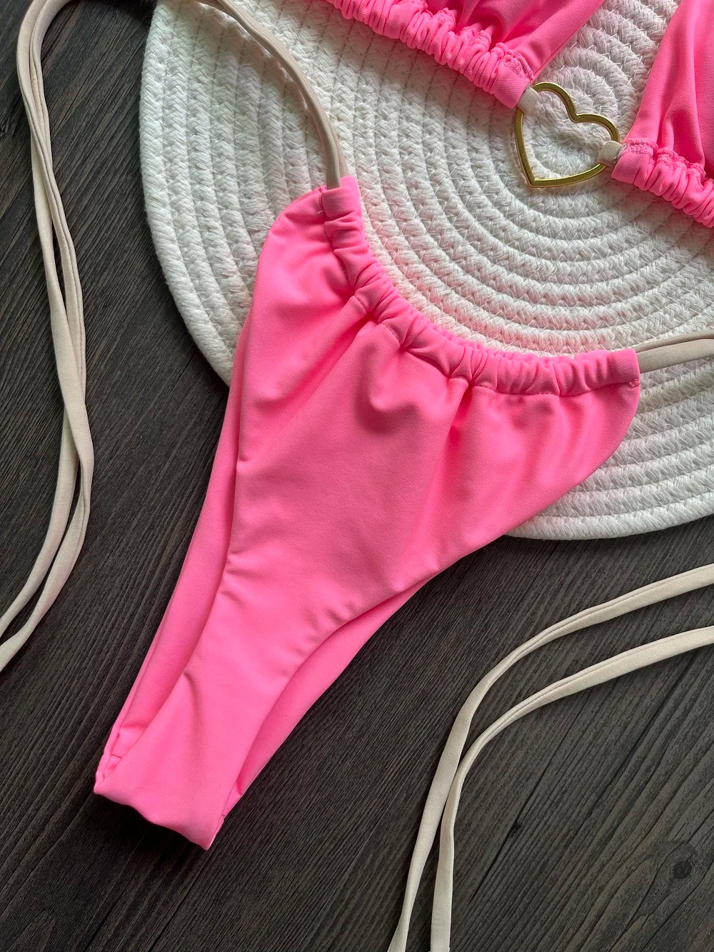 Costume da bagno bikini sexy da donna a tinta unita, due pezzi, rosso
