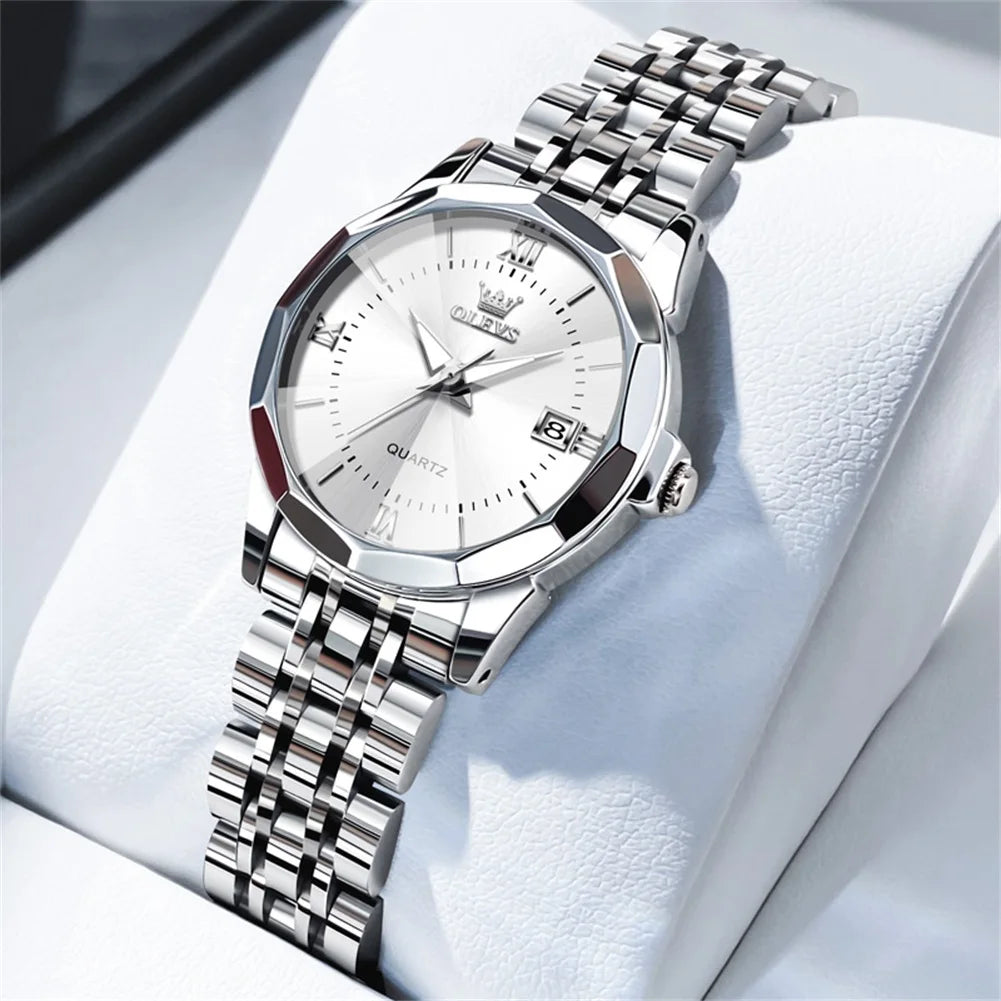 OLEVS 9931 Elegante Orologio da Donna di Lusso, Marca Originale, Movimento al Quarzo, Impermeabile, in Acciaio Inossidabile, Luminoso con Data