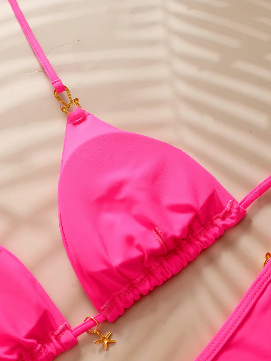 Micro Bikini Triangolare Sexy 2026, Costume da Bagno da Donna, Abbigliamento da Spiaggia, Set Bikini a Due Pezzi con Perizoma Estivo