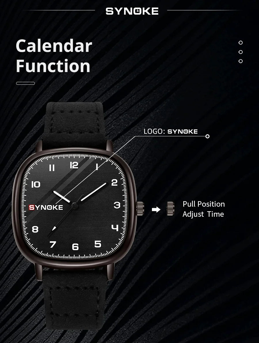 SYNOKE orologio al quarzo da uomo Fashion Simple Business Belt orologio al quarzo per uomo orologio da polso per studenti sport Non meccanico