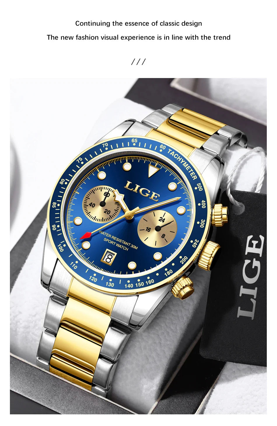 LIGE Nuovi orologi da uomo Orologi da polso al quarzo da uomo di lusso delle migliori marche Cronografo sportivo impermeabile e luminoso Relogio Masculino+BOX