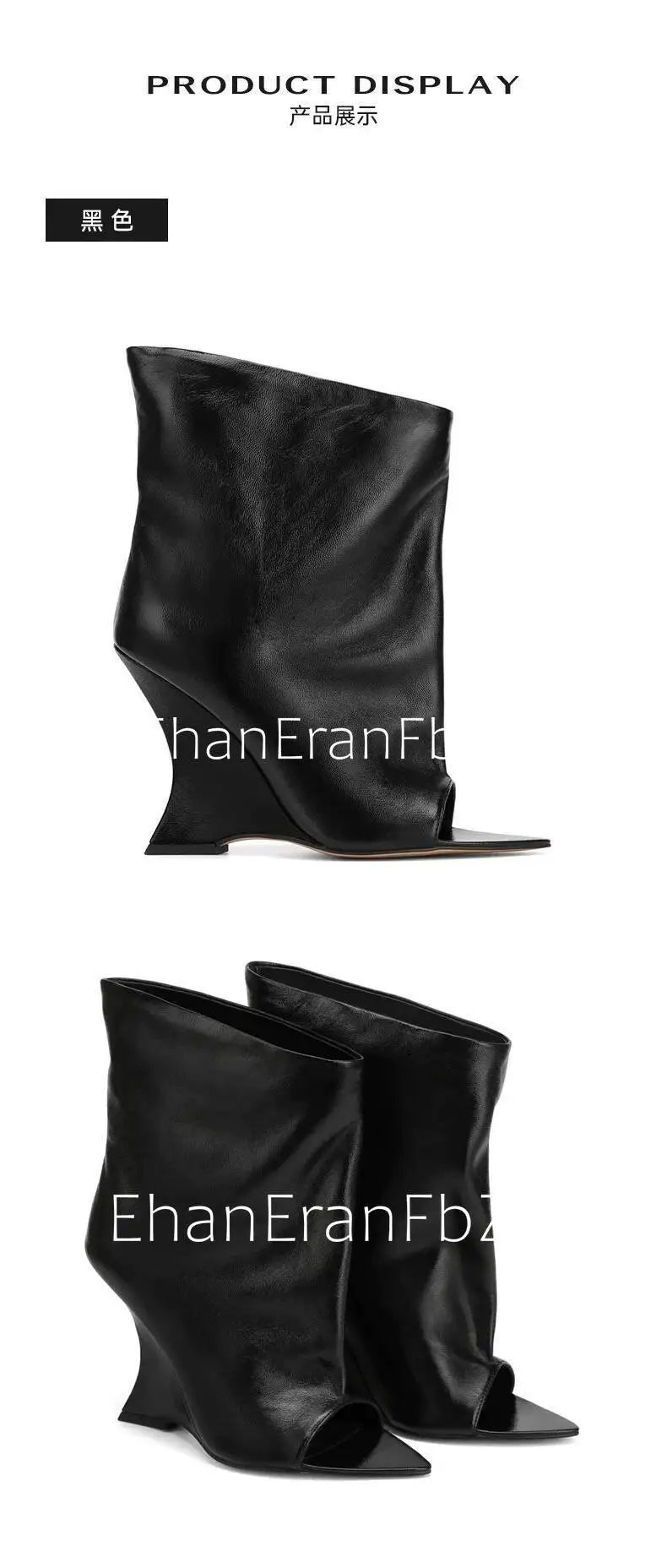 2025Ladies' Spring and Summer New Fish Mouth Slope High Heel Knee Boots, Fashionable Pointed Fashion Show Medium Cool Boots
