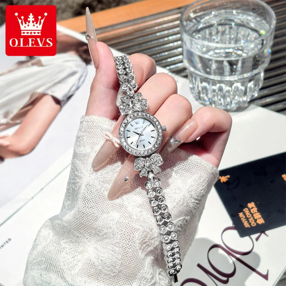 OLEVS 5887 Orologi da donna Elegante orologio al quarzo originale Orologi luminosi impermeabili per regalo donna Cinturino con diamanti Reloj Mujer