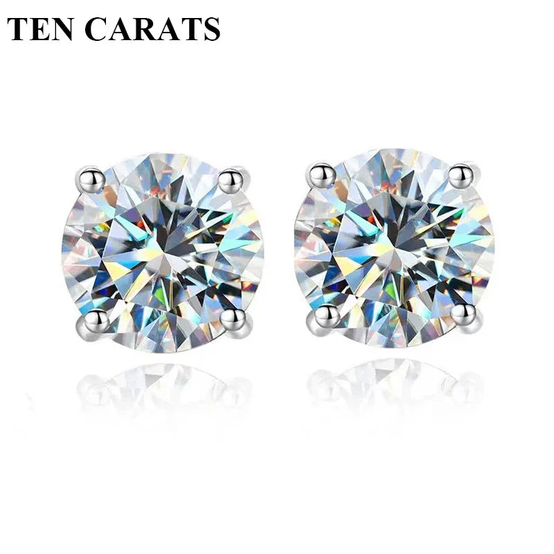 Orecchini a lobo QMSHR con moissanite da 0,5-2 carati, placcati oro giallo 18K, in argento 925, per matrimonio, gioielli da donna e uomo con certificato GRA