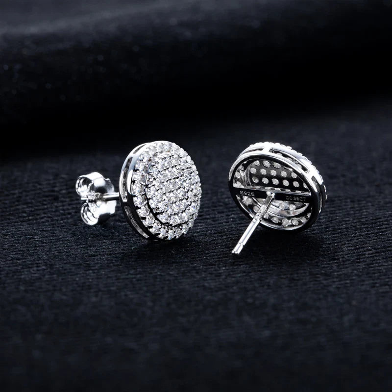 MossanRappr 0.9cttw Moissanite Bling Orecchini rotondi in argento sterling 925 Moda Gioielli Hip Hop Regali per donne e uomini