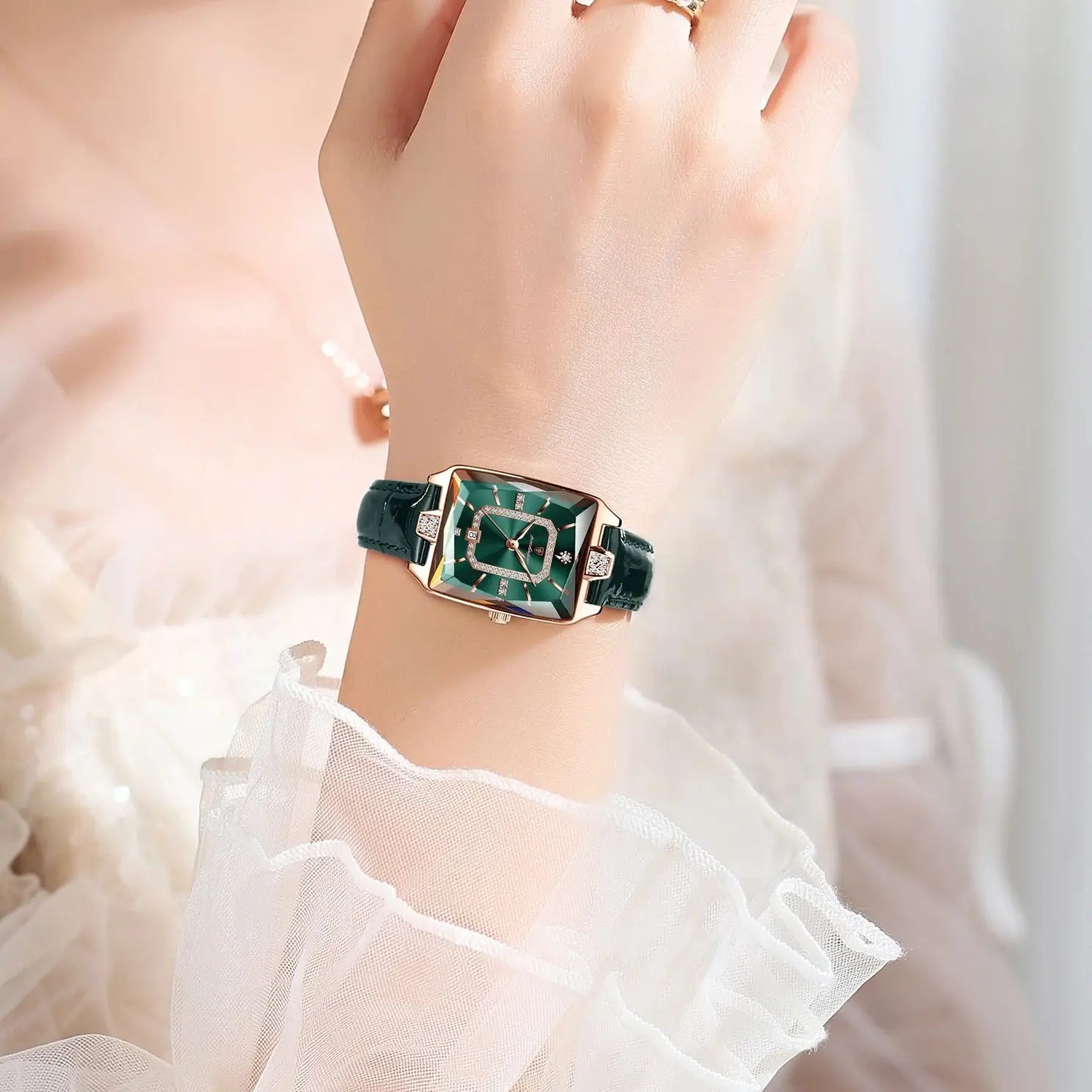 POEDAGAR Rettangolo Orologi da donna di lusso Impermeabile Data Orologio da donna in pelle Elegante orologio da polso da donna al quarzo moda Reloj regalo
