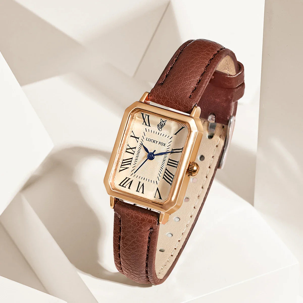 LUCKY FOX 2 pezzi confezione regalo di lusso leggera set braccialetto orologio orologio al quarzo quadrato da donna semplice e alla moda regalo del festival Reloj