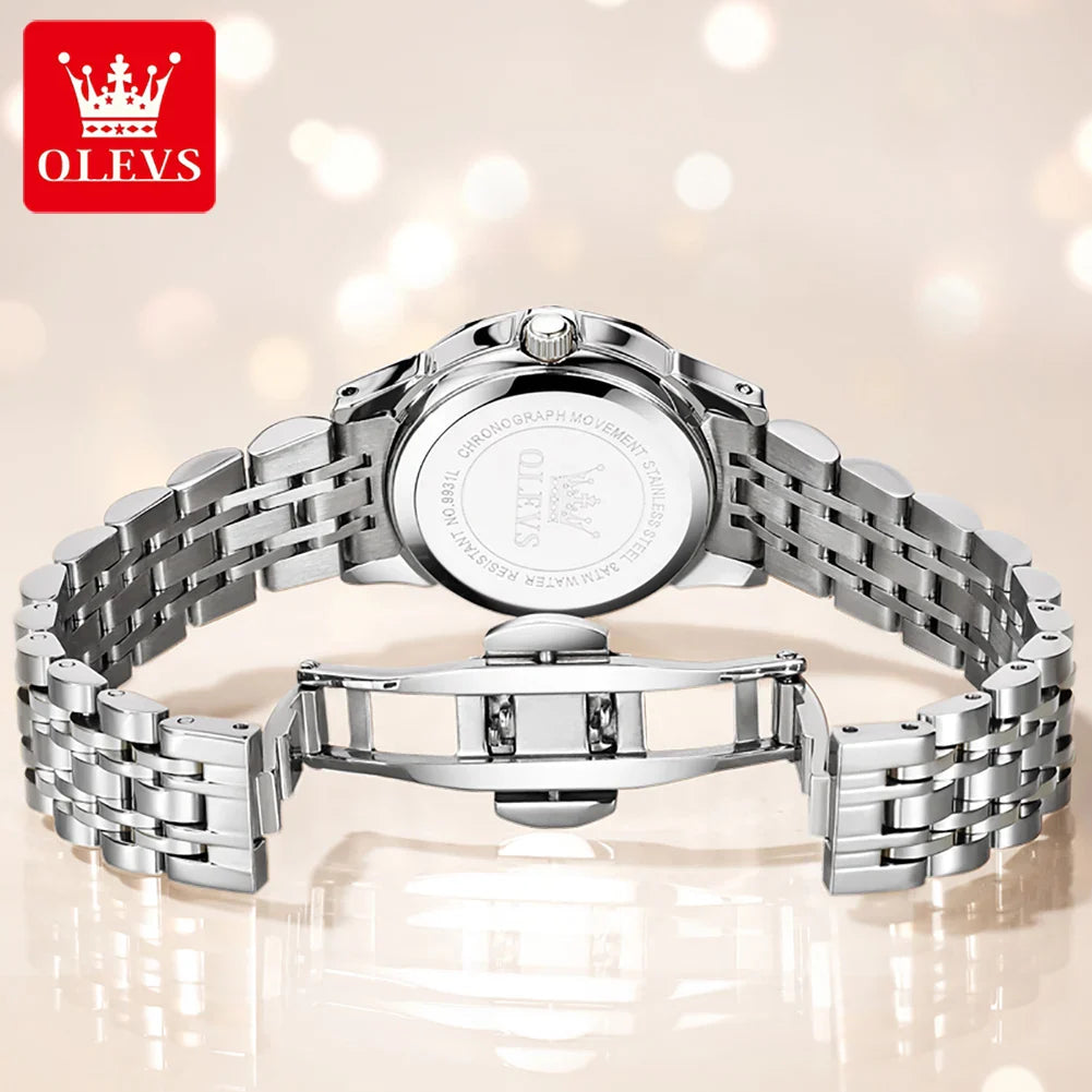 OLEVS 9931 Elegante Orologio da Donna di Lusso, Marca Originale, Movimento al Quarzo, Impermeabile, in Acciaio Inossidabile, Luminoso con Data