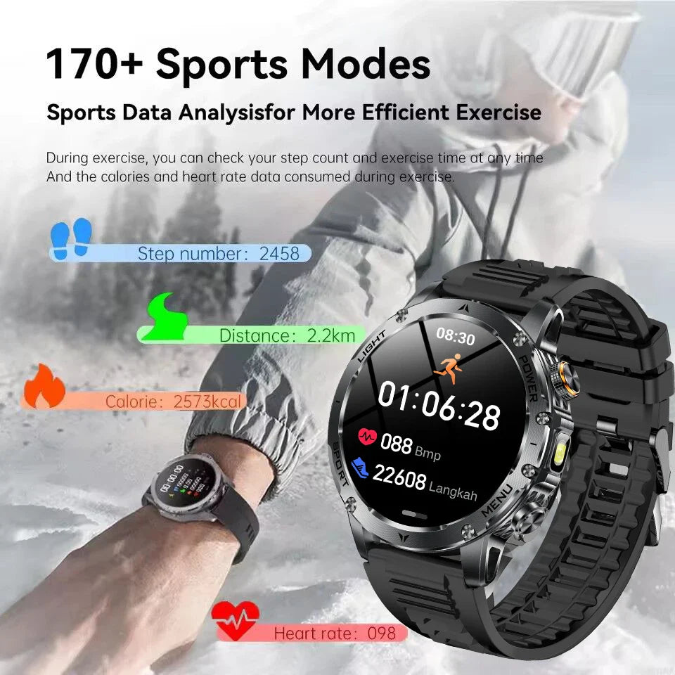 2025 Uomini Schermo AMOLED da 1,7 pollici Astuto Della Vigilanza 1000mAh Batteria Frequenza Cardiaca Chiamata Bluetooth NFC GPS Tracker Sport Fitness Orologi Nuovo
