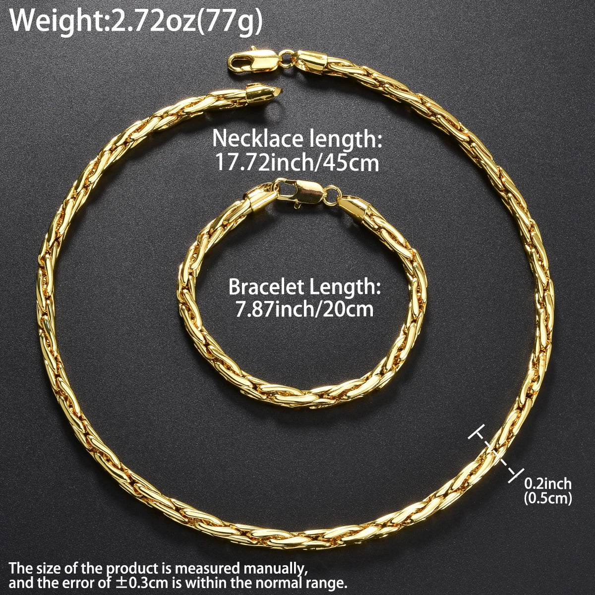 Set di bracciali con collana a catena intrecciata in rame minimalista per donna e uomo, gioielli semplici a strati, pronti, ipoallergenici