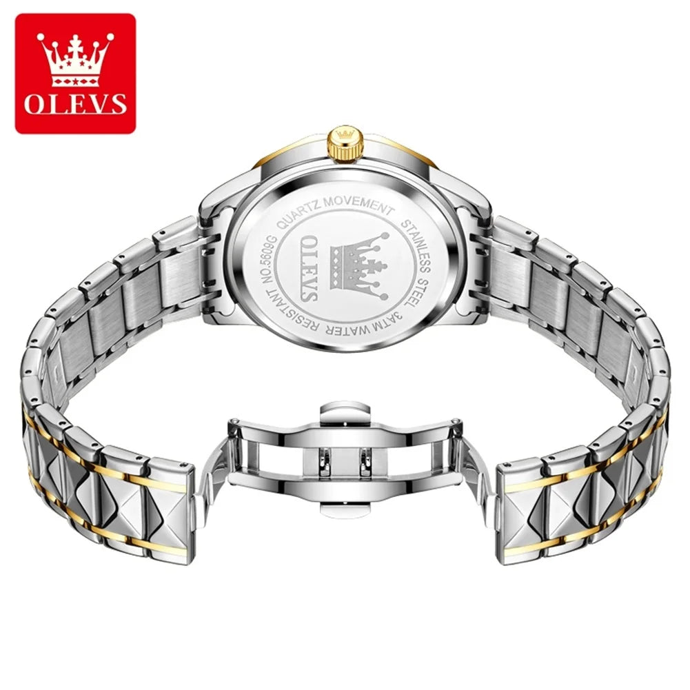 OLEVS Orologio da uomo al quarzo originale Orologio da uomo di lusso con calendario aziendale alla moda in acciaio inossidabile Orologio da specchio a forma impermeabile